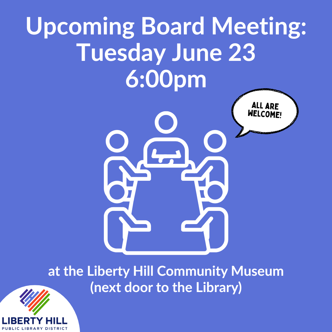 Upcoming Board Meeting Tuesday June 23 at 6pm
